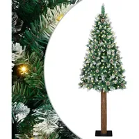 VidaXL Schlanker Weihnachtsbaum Grün/Weiß 180 cm