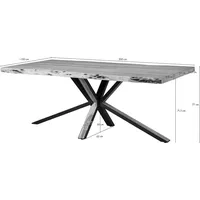 MASSIVMOEBEL24.DE Baumtisch 200x100x77 Akazie beige lackiert / Kreuzgestell anthrazit