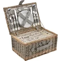 [casa.pro] Picknickkorb mit Besteck-Set für 4 Personen 40 x