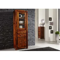 Massivmoebel24 Vitrine Sheesham 60x40x180 life honey lackiert METRO LIFE