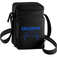 Multifanshop Umhängetasche - Karlsruhe - Herzschlag - Druck blau