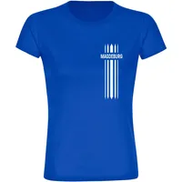 Multifanshop Damen T-Shirt - Magdeburg - Streifen - Druck
