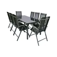 Gartenundmoebel.de Gartenmöbel Set 9-tlg. Schwarz