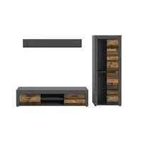 Möbel Kraft Wohnwand ¦ schwarz ¦ Maße (cm): B: