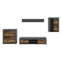 Möbel Kraft Wohnwand ¦ schwarz ¦ Maße (cm): B: