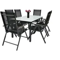 Gartenundmoebel.de Gartenmöbel Set 7-tlg. Schwarz