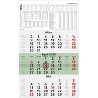 Zettler 3-Monatskalender schwarz/grün/rot Recycling
