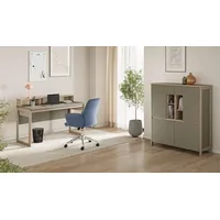 Furn.design WOHNKOMBINATION Salbei grün, Eiche mit Highboard und Schreibtisch