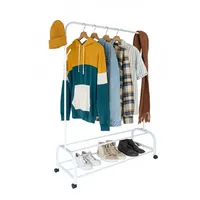 Relaxdays Kleiderständer rollbar mit 2 Ablagen Weiß