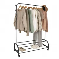 Relaxdays Kleiderständer rollbar 110x160x40 schwarz