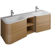 Burgbad Badu Mineralguss-Waschtisch, weiß brilliant, inklusive Waschtischunterschrank, Breite 152cm,