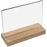 HMF 46945 Acryl Tischaufsteller mit Holzfuß DIN A4 Querformat,