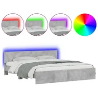 VidaXL Bettgestell mit Kopfteil und LED-Beleuchtung Betongrau