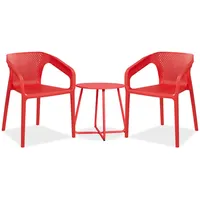 Homestyle4u Gartenmöbel Set 3-tlg in Rot, | Gr.: onesize