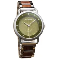 HOLZKERN Herrenuhr Solar Lauri Walnuss/Blatt Grün