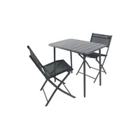 VCM Gartenmöbel-Set 3-tlg. Schwarz