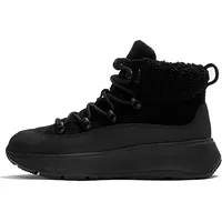 FitFlop F-mode Damen-Stiefel mit Teddy-Kragen, Schwarz, Schwarz, 40 EU