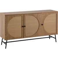FineBuy Sideboard 140cm MDF Eiche Dekor mit 3 Türen