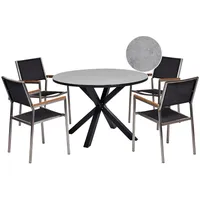 Beliani Gartenmöbel-Set, Grau, Schwarz, Silber, Metall, Gartenmöbel, Gartenmöbel-Sets