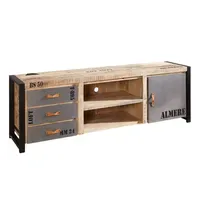 Massivmoebel24 FACTORY #133 TV-Lowboard 200x45x66 cm Beige Holz