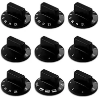 Vioks Drehknopfset 9-teilig 52mmØ Knebel schwarz universell für Backofen