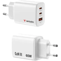 Verbatim Essentials GaN Charger 65W USB-A/C white