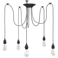 VidaXL Pendelleuchte 5-flg. E27 60 cm Schwarz Metall