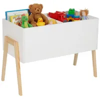 Relaxdays Kindertruhe mit Holzbeinen Weiß