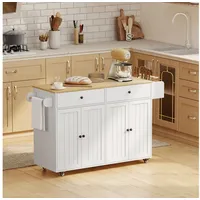 Homcom Kücheninsel Küchenwagen auf Rollen mit 2 Schubladen, 2