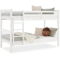 Homestyle4u Etagenbett 90 x 200 cm Kiefer massiv weiß