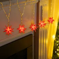 Gravidus LED Lichterkette Sterne rot 5 warm weiße LEDs