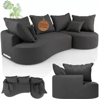 Juskys Sofa Tirano mit Ottomane - Dekokissen - Dunkelgrau