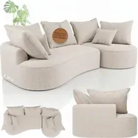 Juskys Ecksofa Tirano Bouclé 4-Sitzer Creme