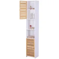 Relaxdays Hochschrank 190 x 34 x 29 cm Weiß/Natur
