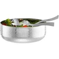 Relaxdays Salatschüssel mit Besteck Silber 4,5 l