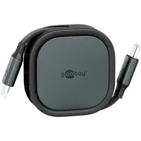 Goobay USB-C-Kabel Selbstaufrollend Schwarz 1m
