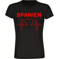 Multifanshop Damen T-Shirt - Spanien - Herzschlag - Druck