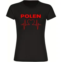 Multifanshop Damen T-Shirt - Polen - Herzschlag - Druck