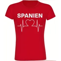 Multifanshop Damen T-Shirt - Spanien - Herzschlag - Druck