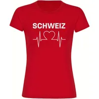 Multifanshop Damen T-Shirt - Schweiz - Herzschlag - Druck