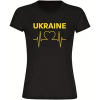 Multifanshop Damen T-Shirt - Ukraine - Herzschlag - Druck