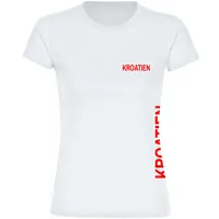 Multifanshop Damen T-Shirt - Kroatien - Brust & Seite