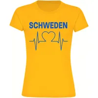 Multifanshop Damen T-Shirt - Schweden - Herzschlag - Druck