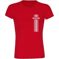 Multifanshop Damen T-Shirt - Kroatien - Streifen - Druck