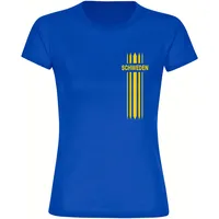Multifanshop Damen T-Shirt - Schweden - Streifen - Druck