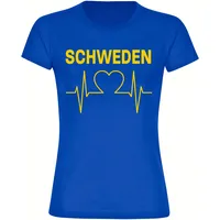 Multifanshop Damen T-Shirt - Schweden - Herzschlag - Druck
