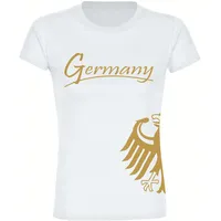 Multifanshop Damen T-Shirt - Germany - Adler seitlich Gold