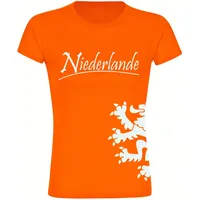 Multifanshop Damen T-Shirt - Niederlande - Löwe seitlich -