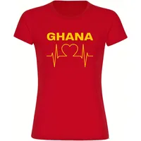 Multifanshop Damen T-Shirt - Ghana - Herzschlag - Druck
