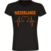Multifanshop Damen T-Shirt - Niederlande - Herzschlag - Druck